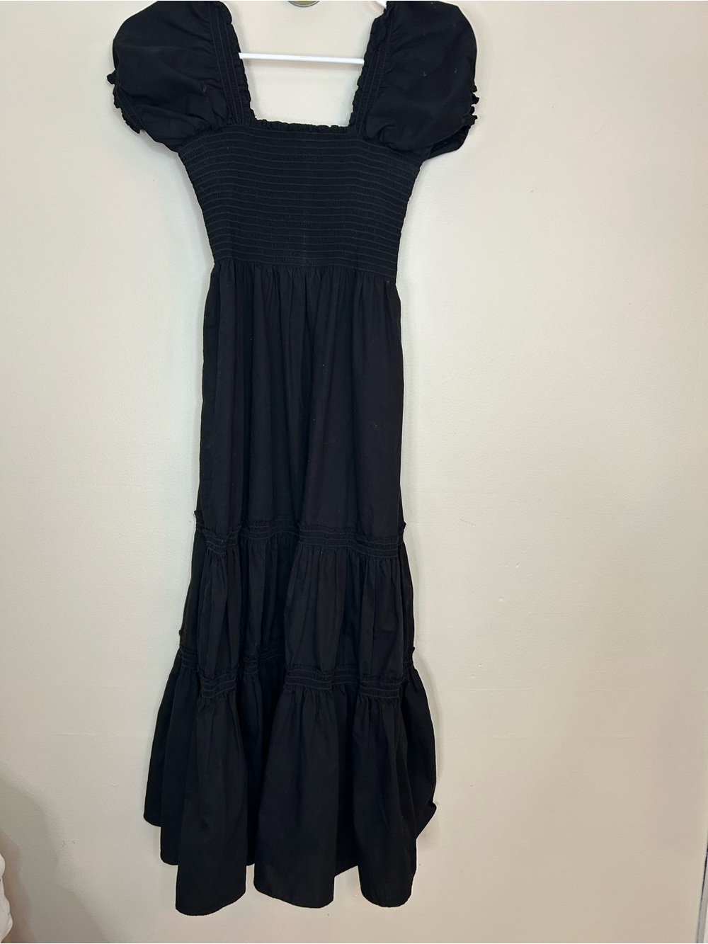 o.p.t Square Neck Smocked Midi Dress black cottage coastal prairie